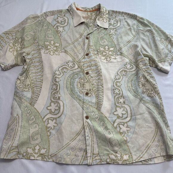 Tommy Bahama Men’s Silk Paisley Short Sleeve Button Up Shirt Size XL - Picture 1 of 7